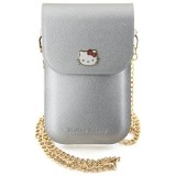 Geanta Crossbody - Hello Kitty Leather Metal Logo Chain (HKOWBPGHDLMS) - Silver