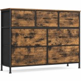 Comoda SONGMICS cu 7 sertare, cadru metalic si blat MDF, maro rustic