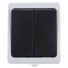 Intrerupator dublu Hoff Cubik, aparent, 10A, IP54, gri + negru