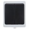Intrerupator dublu Hoff Cubik, aparent, 10A, IP54, gri + negru