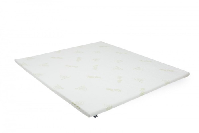 Topper Aloe Vera 180x200x4 cm, husa detasabila si lavabila, fermitate medie