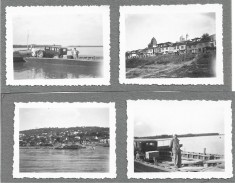 P2438N Turtucaia și trecerea Dunării cu bacul spre oraș, anii 1930, lot de 4 fotografii