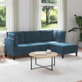 vidaXL Set de mobilier pentru living cu pernă 4 pcs albastru Catifea 3413770