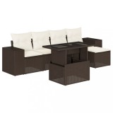 Cumpara ieftin Set canapele de gradina cu perne, 6 piese, maro, poliratan