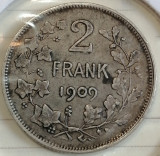 Moneda argint Belgia 2 Frank 1909, Europa
