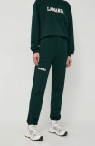 La Mania pantaloni de trening culoarea verde, high waist