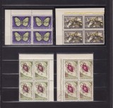 ROMANIA 1956 LP 413 LP 413 a INSECTE DAUNATOARE CU EROARE BLOCURI 4 TIMBRE MNH, Nestampilat