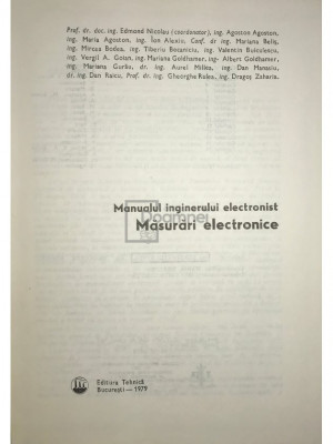 Edmond Nicolau - Manualul inginerului electronist. Măsurări electronice (editia 1979) foto