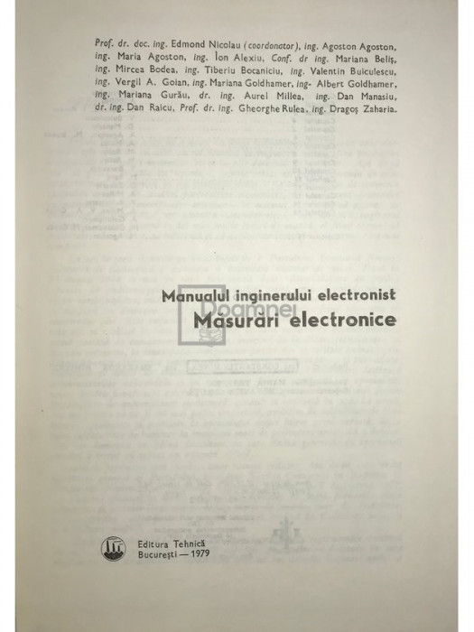 Edmond Nicolau - Manualul inginerului electronist. Măsurări electronice (editia 1979)