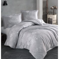 Lenjerie de pat din bumbac 100%, Clasy, pentru pat dublu, model Arnor Grey