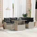 Cumpara ieftin Set de dining 6 buc. Gri deschis Rattan poli