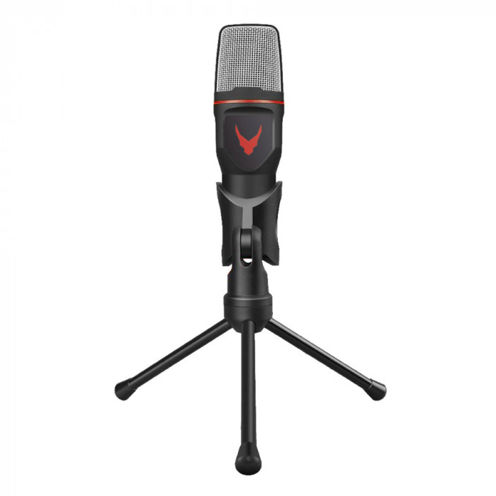 Microfon de birou cu suport, VARR 45202, cablu cu mufa jack 3.5mm cu lungime 180cm, pentru streaming si gaming