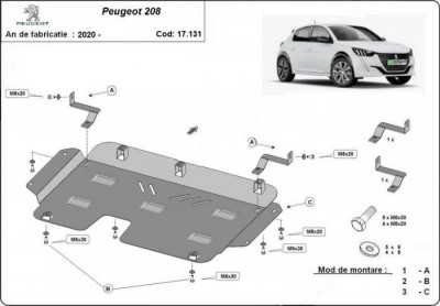 Scut motor metalic Peugeot 208 2019-prezent foto