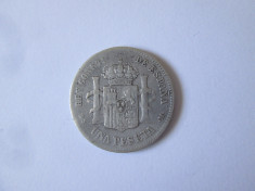 Spania 1 Peseta 1883 argint,regele Alfonso XII foto