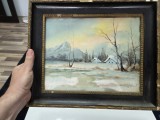 Popovici Nicolae - Peisaj de iarna, Natura, Acuarela, Realism
