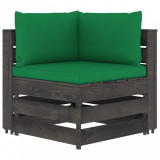 Canapea de colț modulară cu perne, gri, lemn impregnat, vidaXL