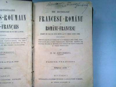 NOU DICTIONARIU FRANCESU-ROMANU SI ROMANU-FRANCESU - G.M. ANTONESCU foto