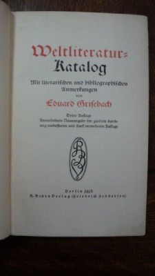 Catalogul bibliografic al colectiei Grisebach, Berlin 1913 foto