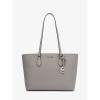 Geanta de mana Michael Kors Sheila alba, piele ecologica, textil, logo, office, crossbody, shopper, tote, 35x25x14 cm