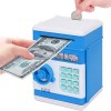 Pusculita Interactiva Copii cu Seif si Cod PIN, Lumini si Sunete, Tip Bancomat, Albastru/Alb