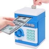 Pusculita Copii Interactiva Seif cu Cod PIN, Lumini si Sunete, Tip Bancomat, Albastru/Alb