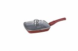 Tigaie Grill Aluminiu Turnat Heinner Calabria 24 cm, Capac Sticla, Invelis Ceramic, Maner Soft Touch, Inductie
