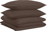 Set lenjerie de pat din satin, 155 x 200 cm / 50 x 80 cm x 2, Maro