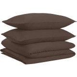 Set lenjerie de pat din satin, 155 x 200 cm / 50 x 80 cm x 2, Maro