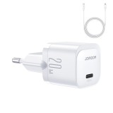 Incarcator retea Joyroom Mini JR-TCF02, USB-C, Quick Charge, 20W, Cablu Lightning 1m inclus, Alb