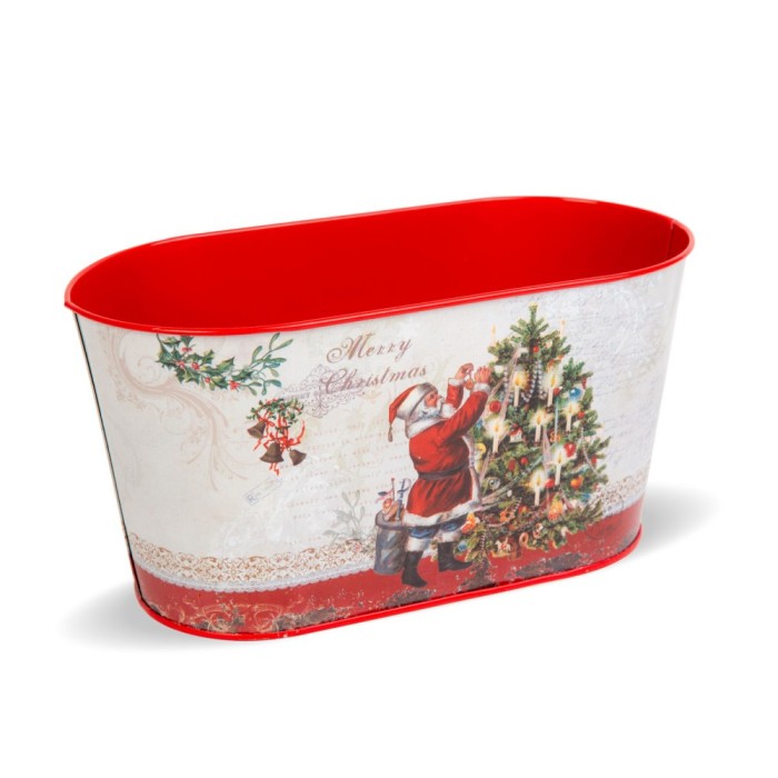 Cos metalic de Craciun - Mos Craciun - 23 x 11,5 x 11,5 cm Best CarHome