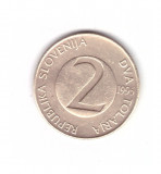 Moneda Slovenia 2 tolarja 1995, stare buna, curata, Europa, Cupru-Nichel
