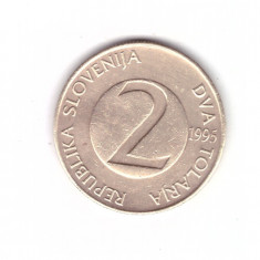 Moneda Slovenia 2 tolarja 1995, stare buna, curata