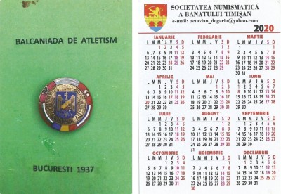 Romania, Societatea Numismatica a Banatului Timisan, calendar de buzunar, 2019 foto