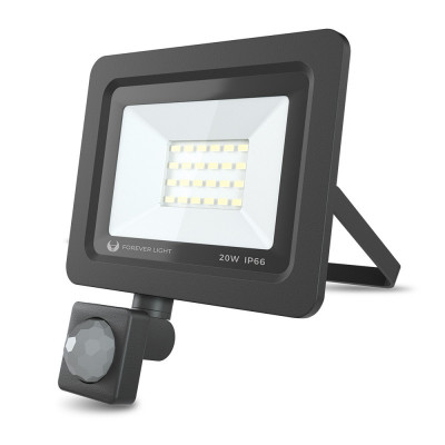 Proiector LED Forever PROXIM II 20W |4500K| PIR IP66, cu Senzori de Miscare, pentru Exterior, Neagra foto