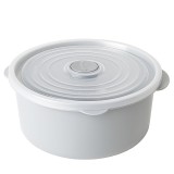 Set 3 Caserole Rotunde Cu Capac, Rezistente Pentru Cuptorul cu Microunde, Capacitate 500/1000/2000 ml, Gri Deschis