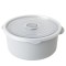 Set 3 Caserole Rotunde Cu Capac, Rezistente Pentru Cuptorul cu Microunde, Capacitate 500/1000/2000 ml, Gri Deschis