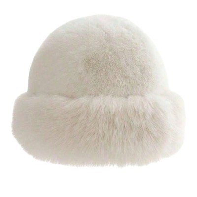 Caciula din blana artificiala moale tip bucket, model elegant - Alb foto