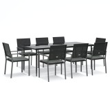 Set mobilier de gradina cu perne, 9 piese, poliratan si otel