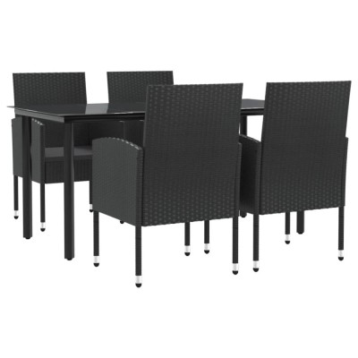 Set mobilier de gradina, 5 piese, negru, poliratan si otel foto