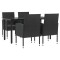 Set mobilier de gradina, 5 piese, negru, poliratan si otel