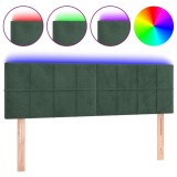 Cumpara ieftin Tablie de pat cu LED, verde inchis, 144x5x78/88 cm, catifea