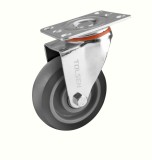 Roata Pivotanta Tolsen 100mm, Cauciuc Termoplastic, cu Placa, Sarcina 130Kg, Rulment Dublu, Inaltime 131mm