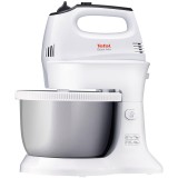 Mixer de mana Quick Mix HT312138, 300W, 5 viteze, Functie Turbo, Bol inox 3.5L, Alb, Tefal