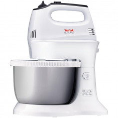 Mixer de mana Quick Mix HT312138, 300W, 5 viteze, Functie Turbo, Bol inox 3.5L, Alb