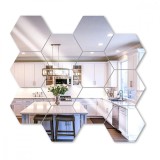 Cumpara ieftin Set 12 Oglinzi Acrilice Decorative Autoadezive DAVIDAMI CONCEPT&reg; model Hexagon, dimensiune 18.5 cm x 16 cm x