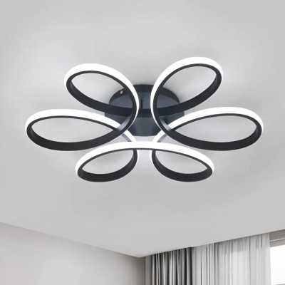 Lustra LED cu Telecomanda Katrin Impletita 108W Lumina Rece Calda Neutra Dimabila Negru foto