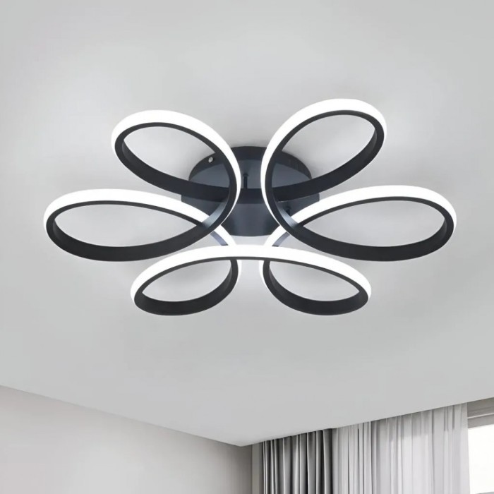 Lustra LED cu Telecomanda Katrin Impletita 108W Lumina Rece Calda Neutra Dimabila Negru