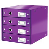 Suport cu 4 sertare pentru documente mov Leitz Click&amp;Store