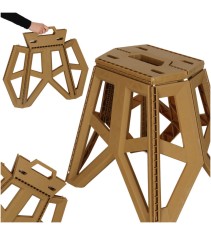 Scaun pliabil de camping din plastic, bej, 33 x 42 x 40 cm