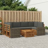 vidaXL Set de canapele de exterior cu pernă 7 pcs Natural și Antracit 3384098